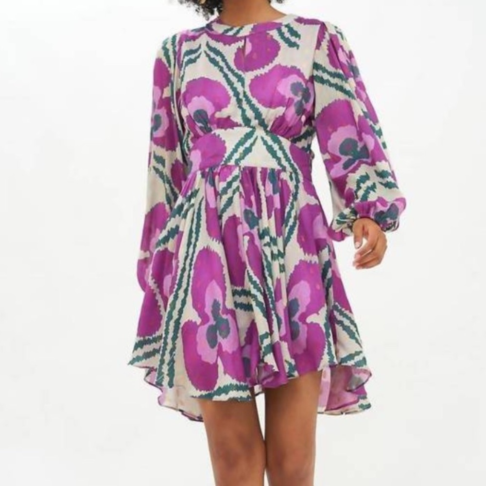 Oliphant Purple and Green Floral Dress